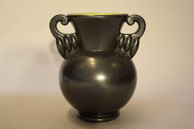 French black glazed vase by B Letalle, c1940