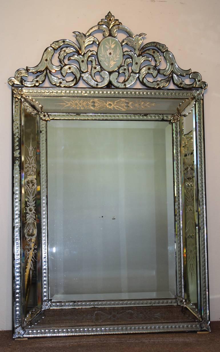 Antique Venetian mirror with pierced cartouche, C19th