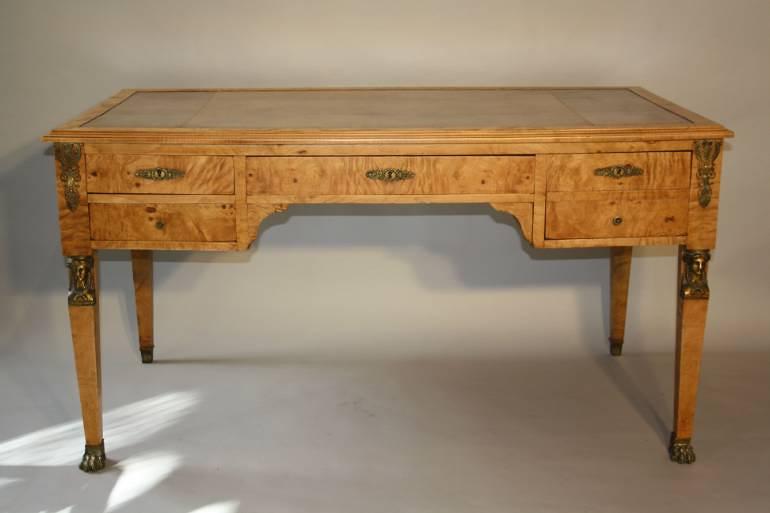 Empire revival burr walnut desk, French c1920