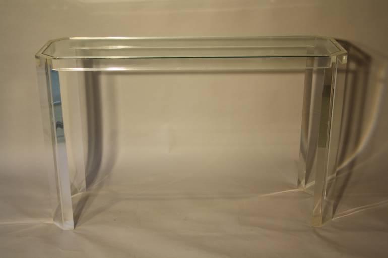 Lucite and glass console