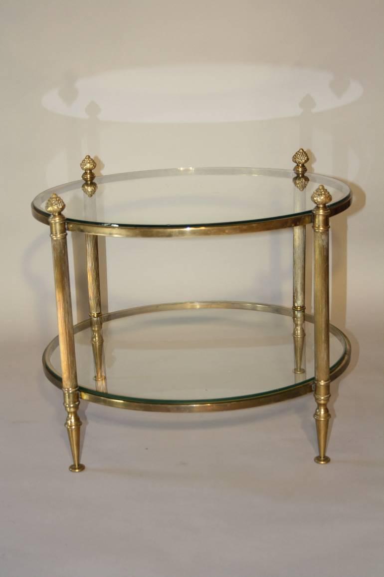 French 1950`s circular two tier side table