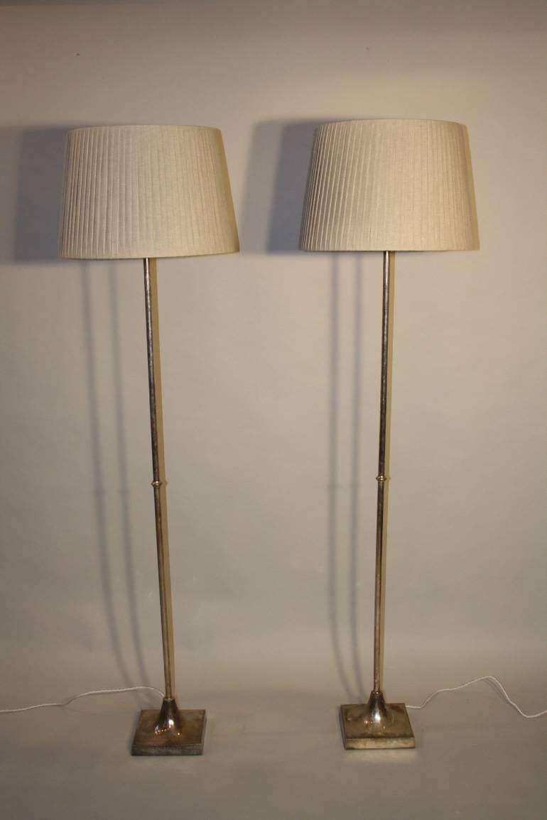 A pair of silver floor lamps by Valenti, Spanish c1950