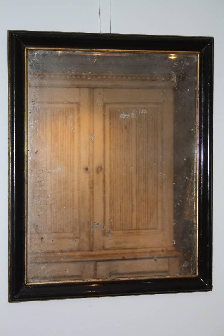 A French Antique Napoleon III ebonised and gilt mirror