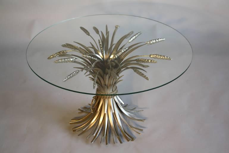 Silver metal wheat sheaf  table, French c1950