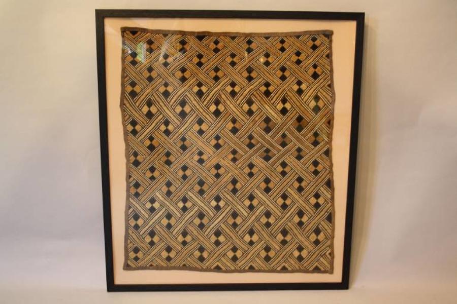 Pair of framed African Kuba textiles