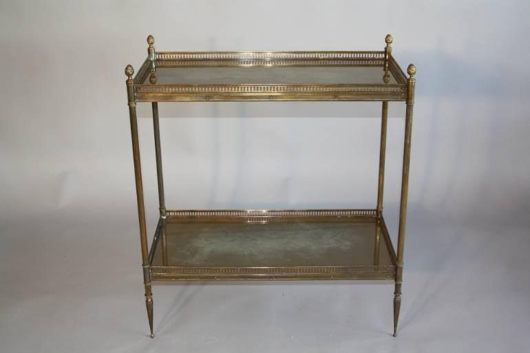 A gilt metal two tier side table, French c1950