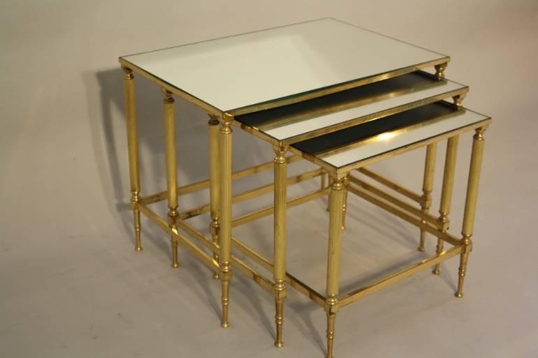 Nest of Tables with Mirror Tops, French c1970
