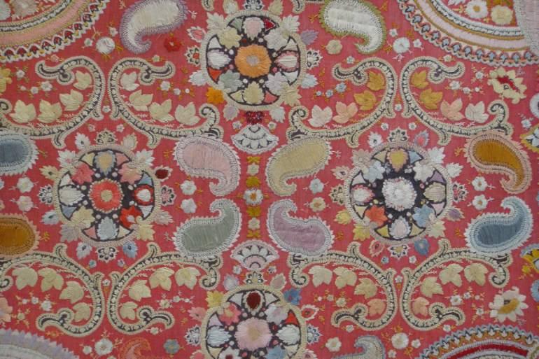 Early C20th beautifully detailed hand stitched Indian paisley textile