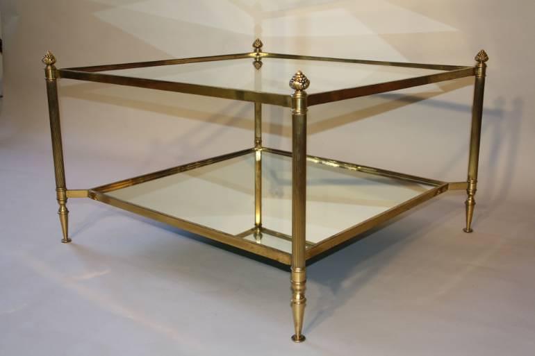 French 1950`s square two tier coffee table