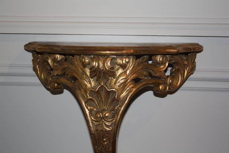 Antique carved giltwood wall console, French c1900