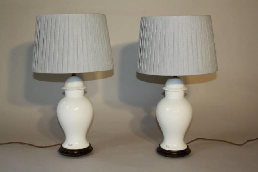 White Limoges table lamps. French c1940
