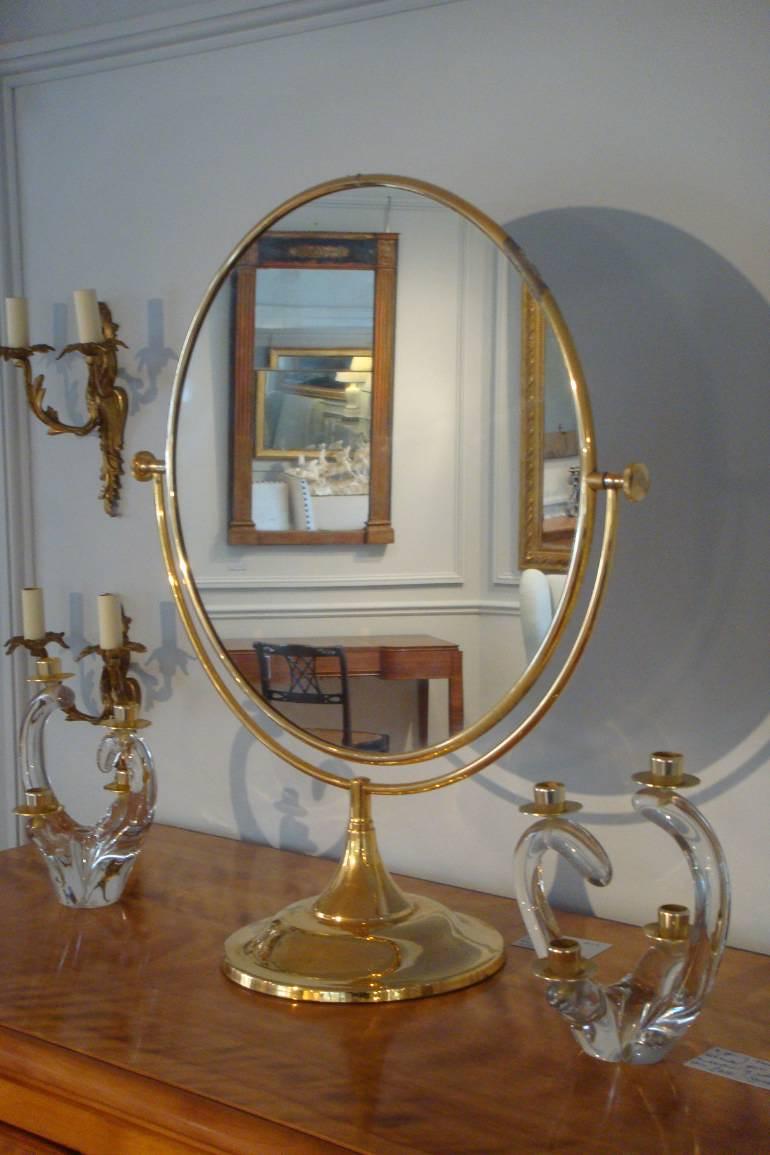 Large gold metal dressing table mirror, French, c1970