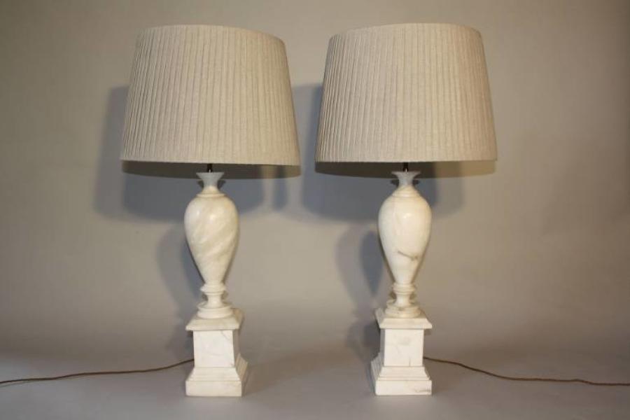 French 1960`s marble table lamps