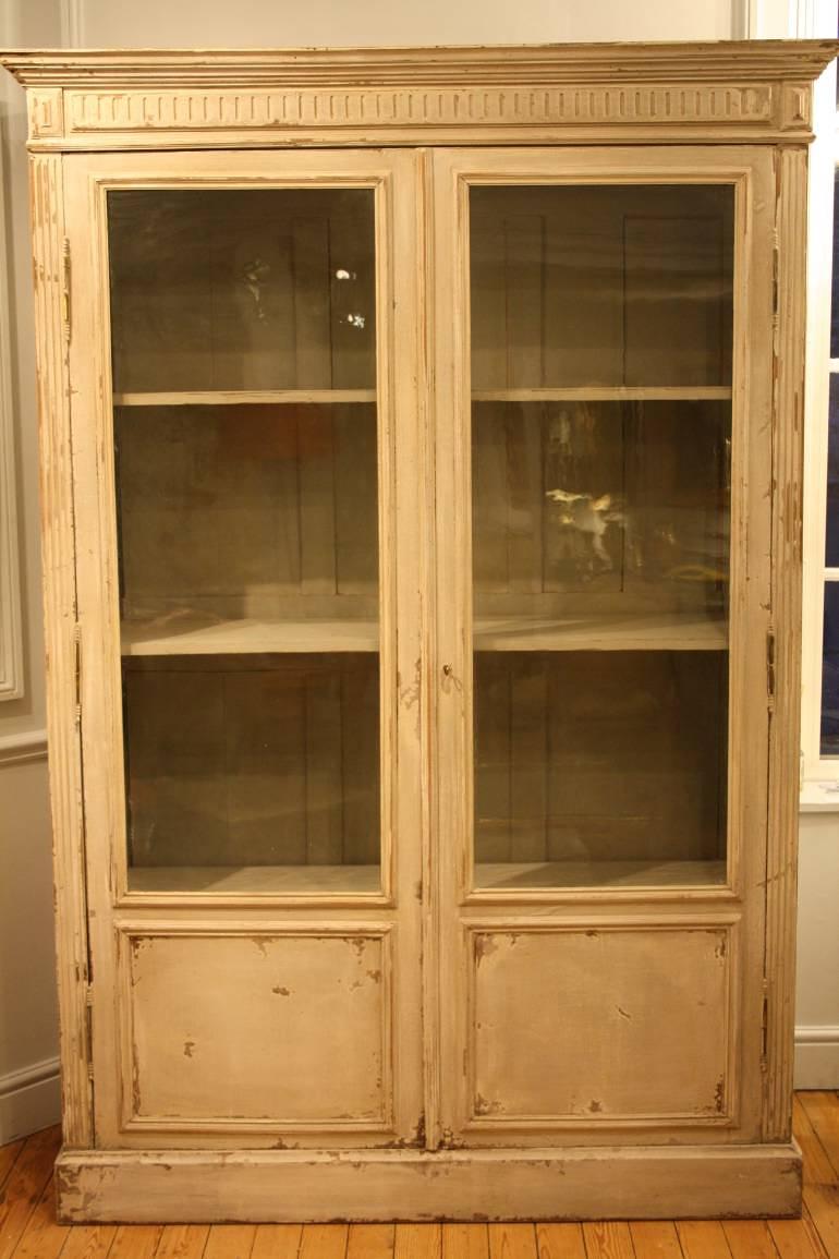 Antique French late C19th painted bookcase/cabinet.