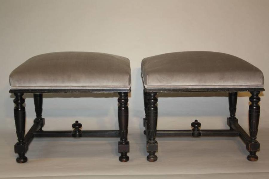 Pair of ebonised wood stools