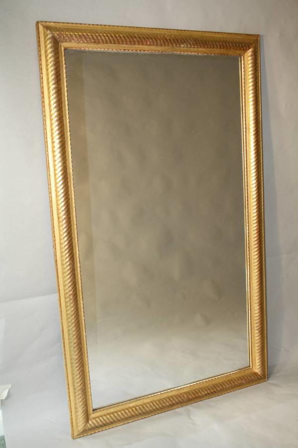Gold leaf ripple/rope twist framed mercury glass mirror