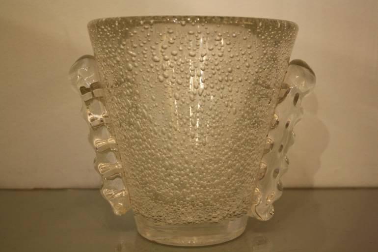 Glass bubble vase by Daum, French c1950. Signed