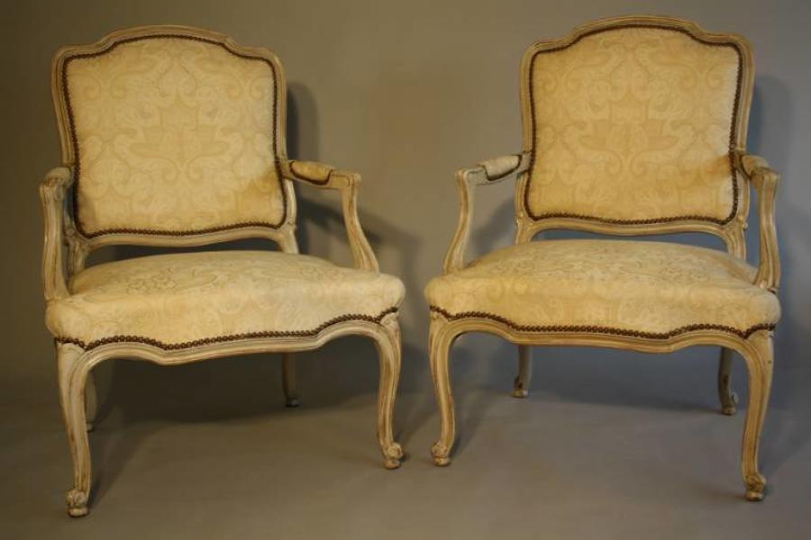 French antique pair of late C19th fauteuils