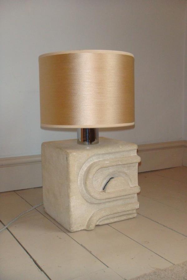 1970`s stone table lamp, tribal influence,  French/Italian origin