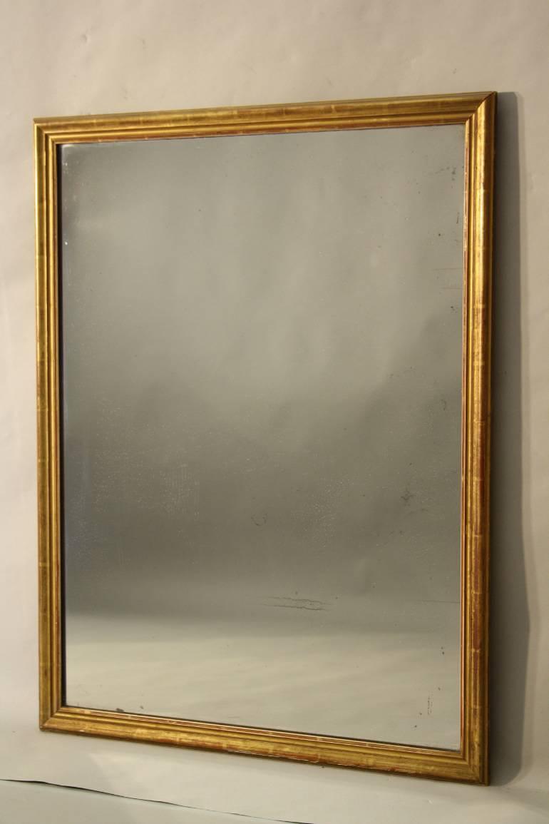 French C19th antique mercury glass overmantle mirror.