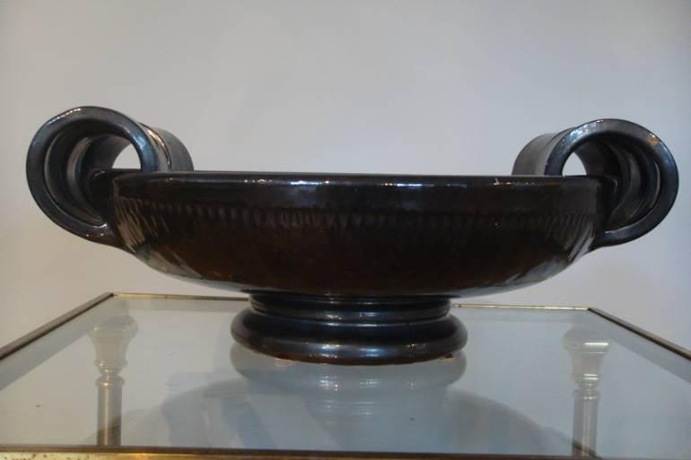 Vallauris brown glazed bowl, French c1950