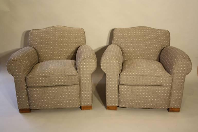 A pair of French 1930`s club chairs