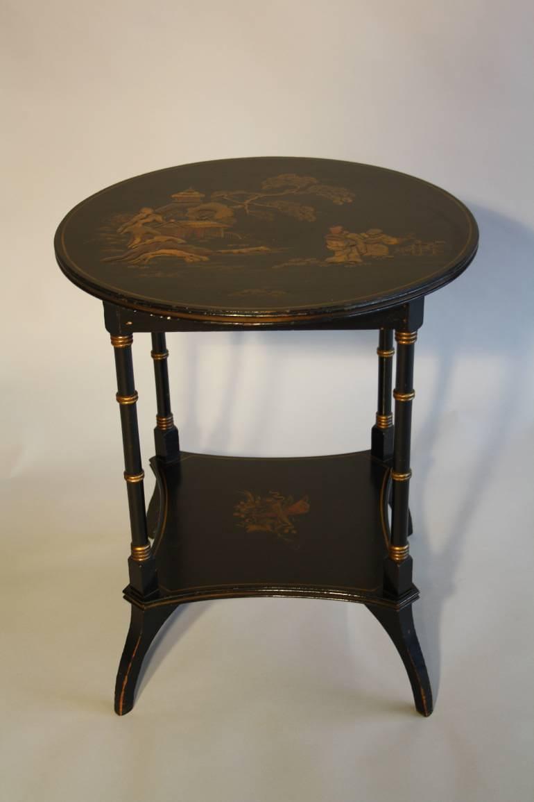 Two tier Chinoiserie decorated side table, C20th