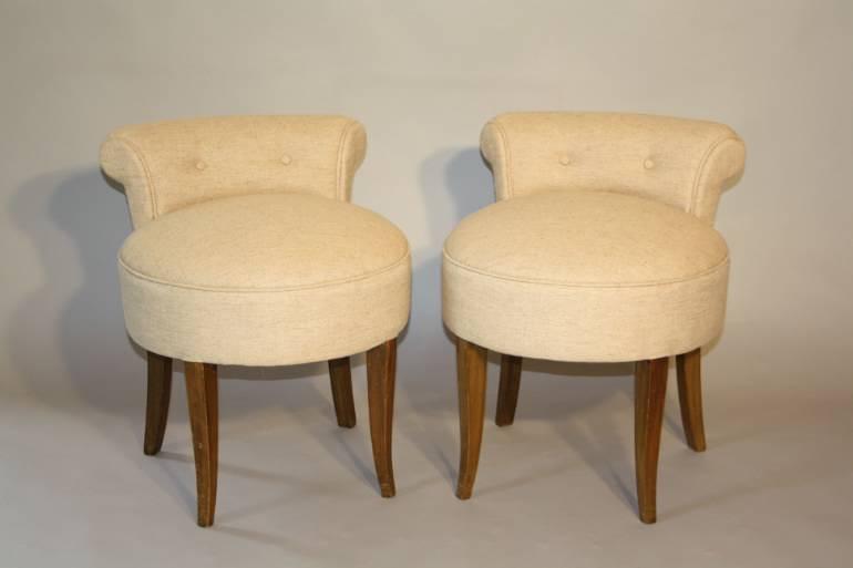 French 1950`s buttoned petite chairs
