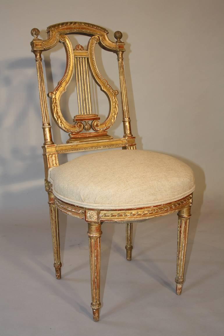 C19th carved gilt wood chair