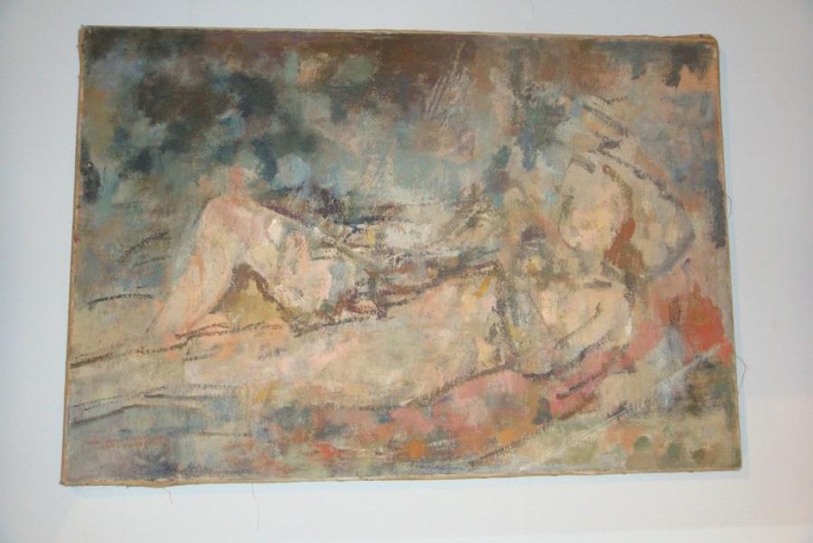 Oil on canvas, Circle of William Brooker, Reclining Nude, c1950