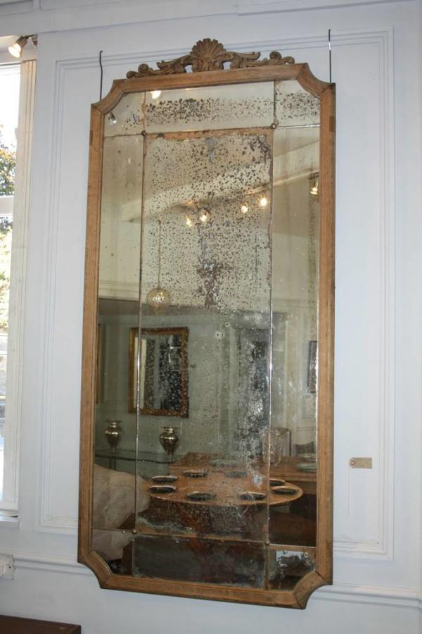 Large Oak Framed Sectional Overmantle Mirror