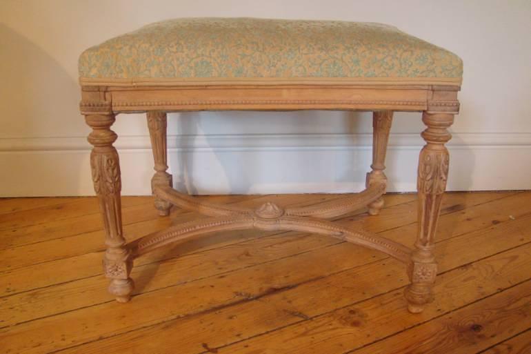 Small carved wood stool, 19thC French