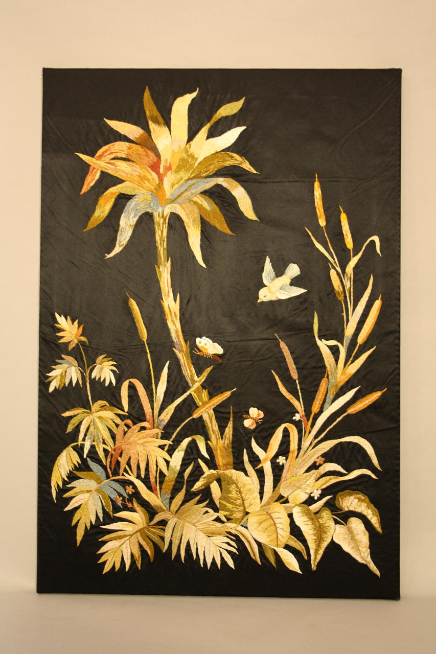 Hand embroidered silk panel