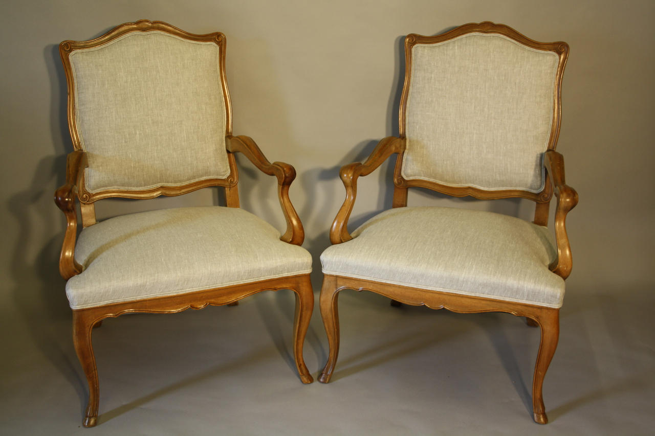 Pair of fruitwood armchairs