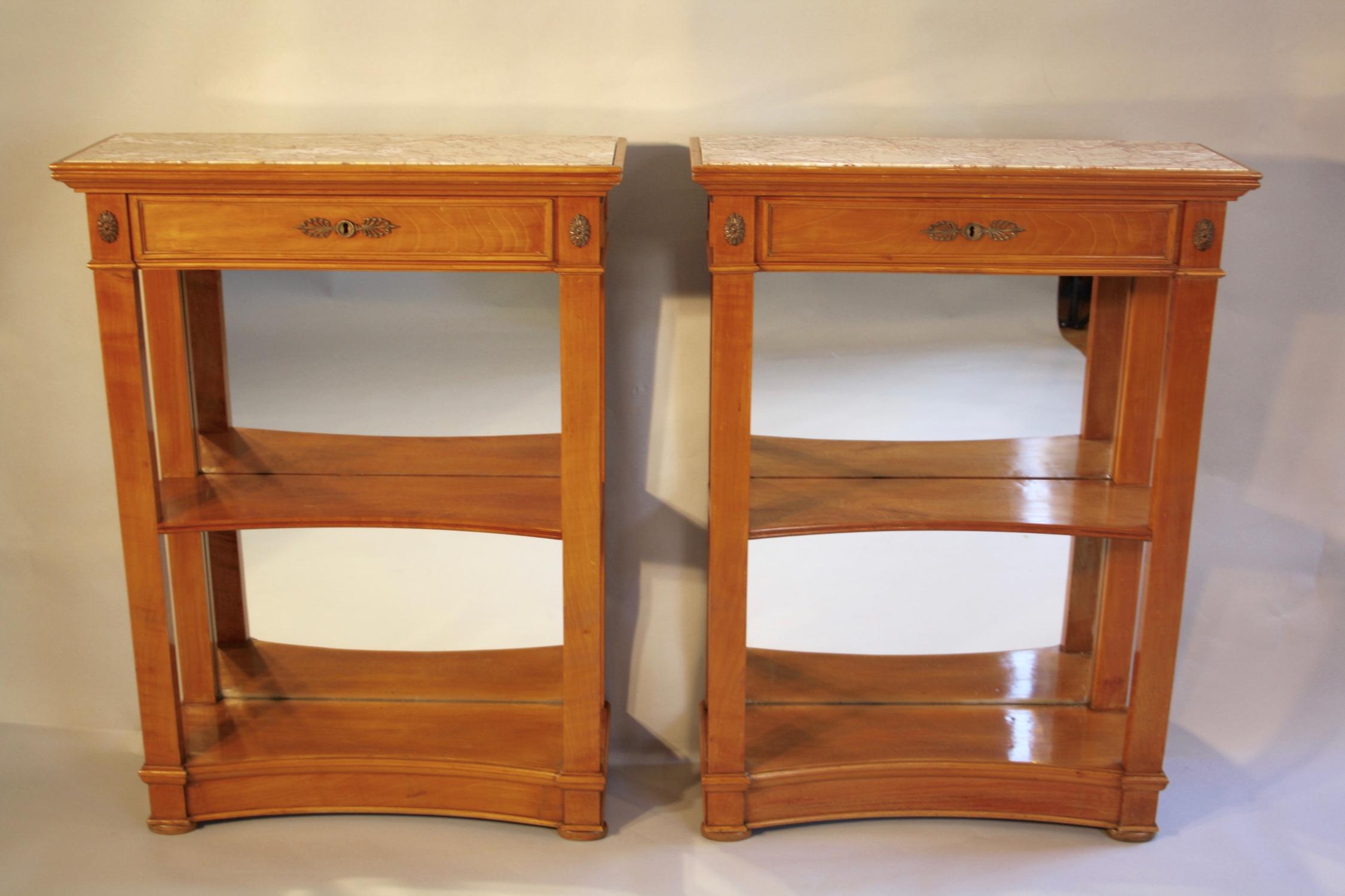Pair of cherry wood bookcases