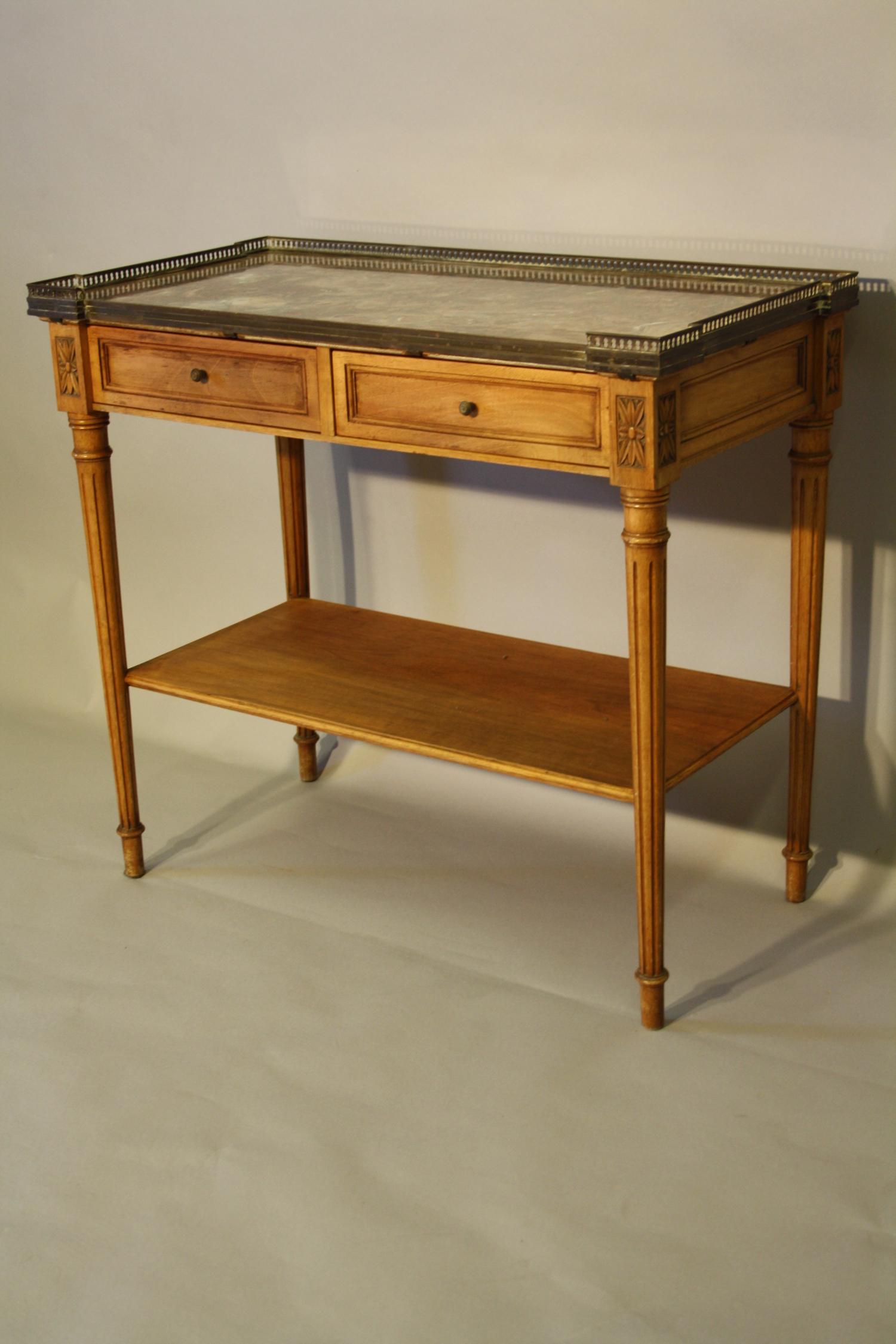Small marble and fruitwood side table