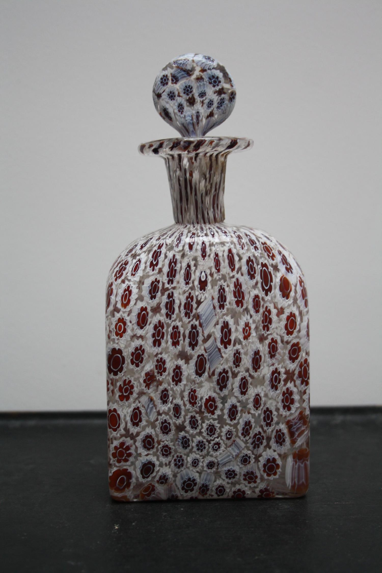 Millefiori Murano glass bottle