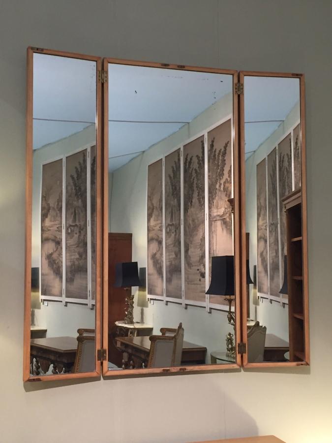 Fruit wood triptych Italian mirror
