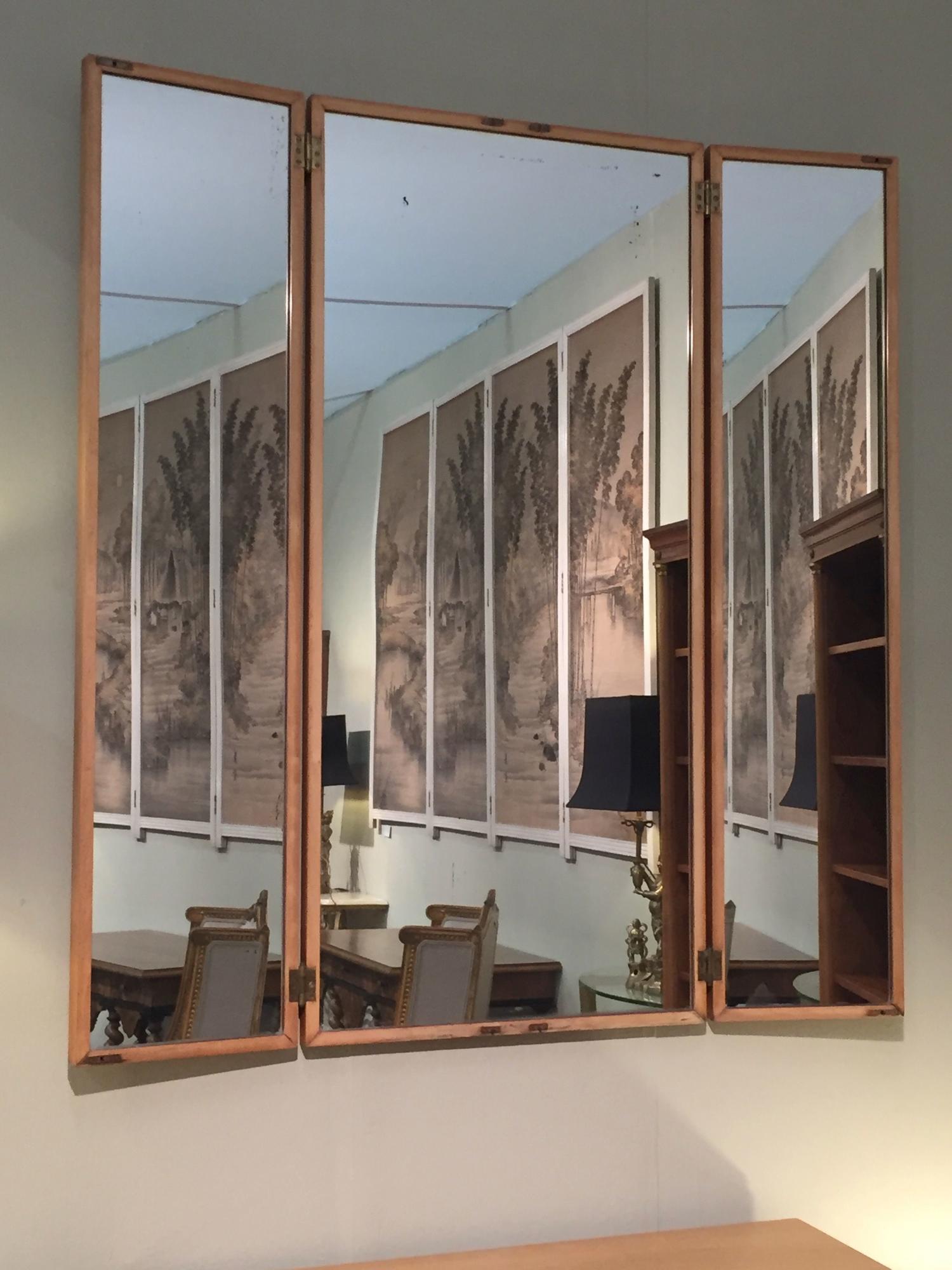 Fruit wood triptych Italian mirror