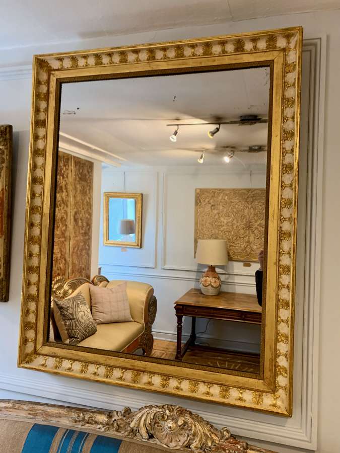 French white and gilt Empire mirror