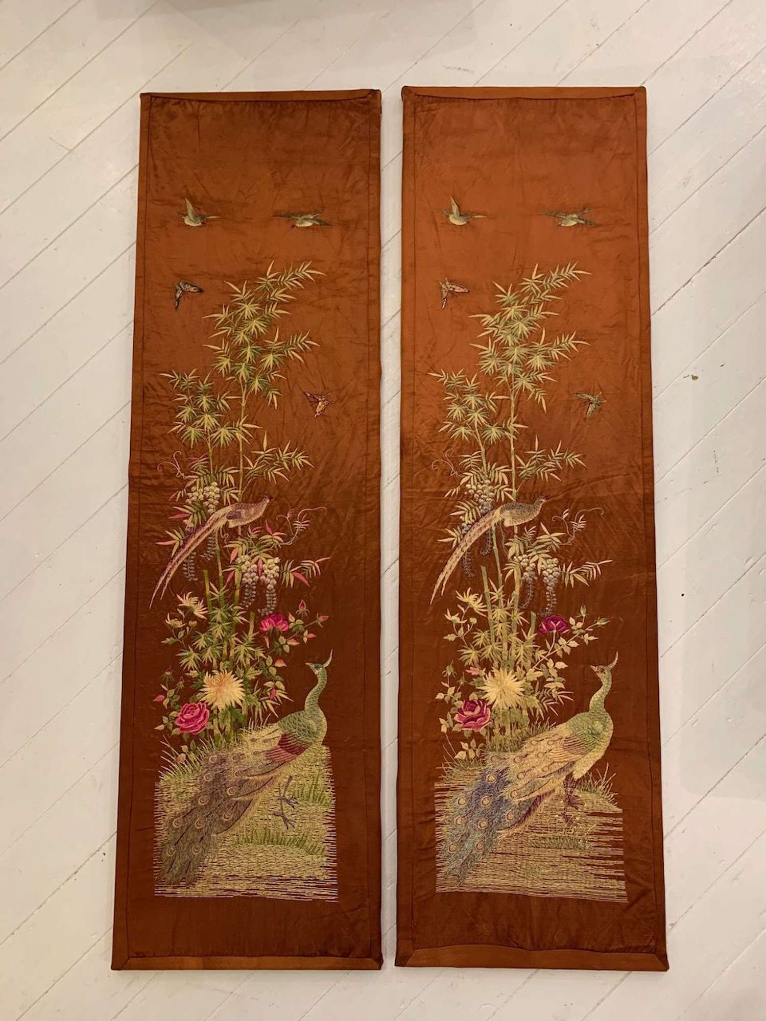 A pair of Chinese embroideries