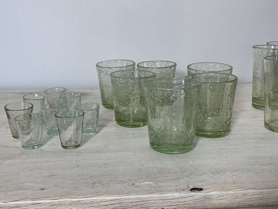 6 x Pale green Biot glass tumblers