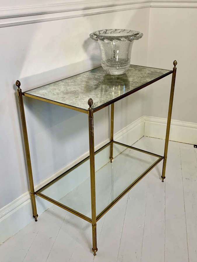 Two tier mirrored side table