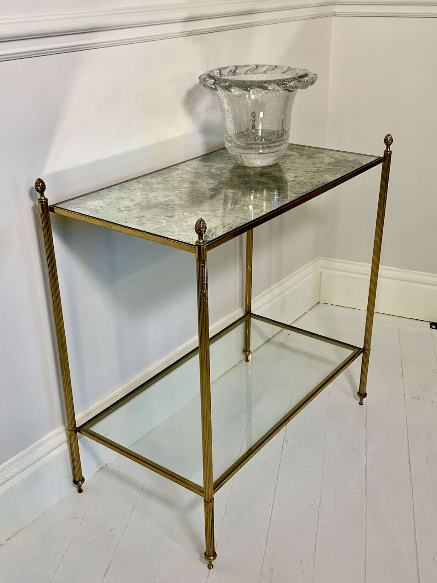 Two tier mirrored side table