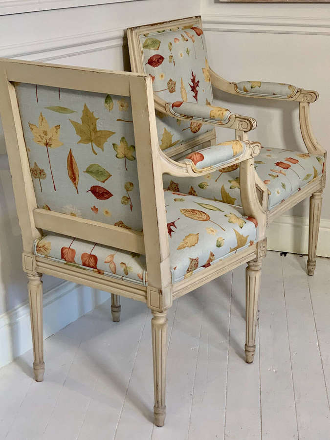 Upholstered French side chairs