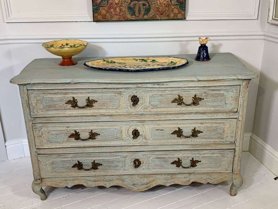 C19th carved and painted commode