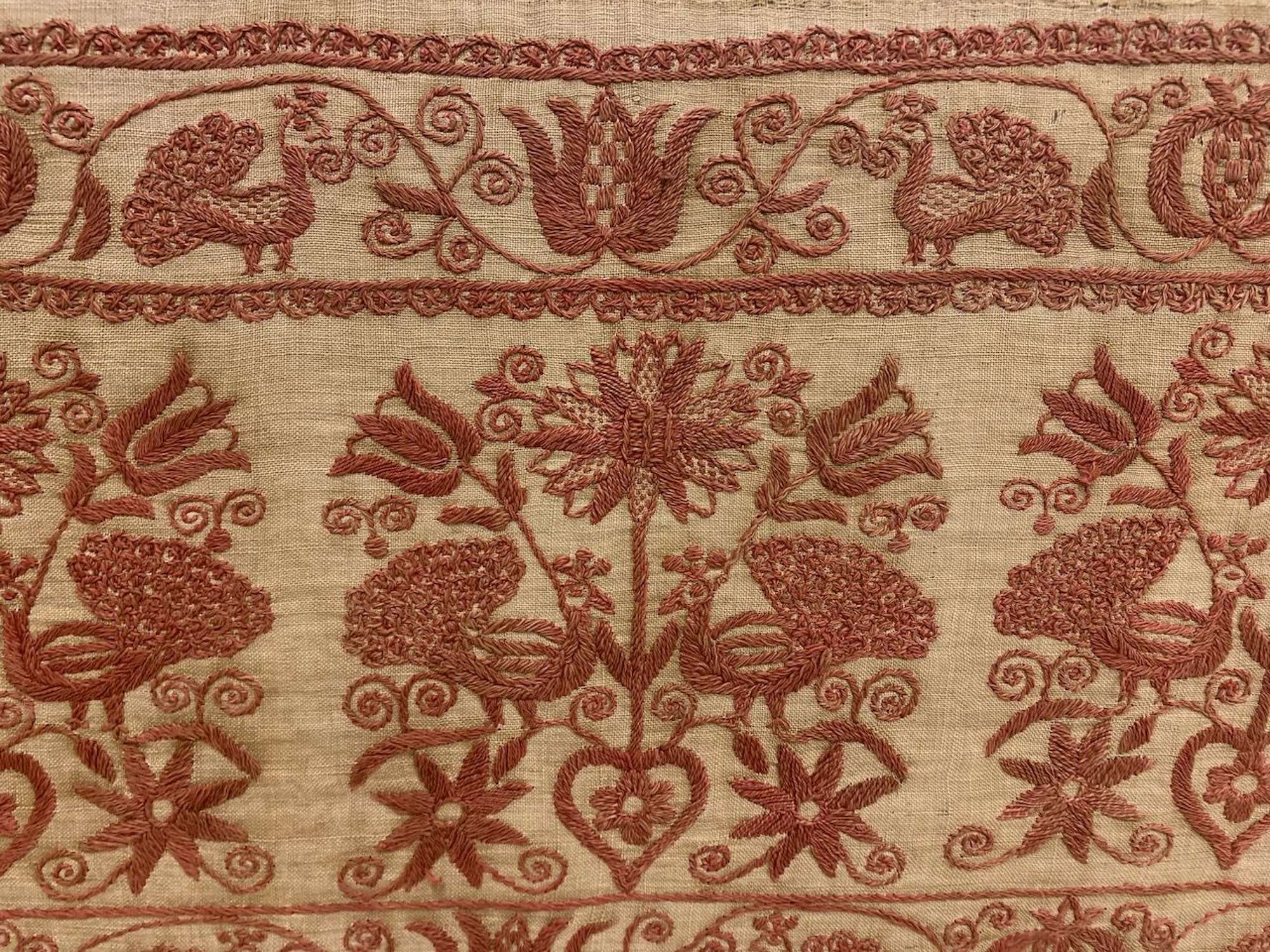 Framed Greek embroidered textile