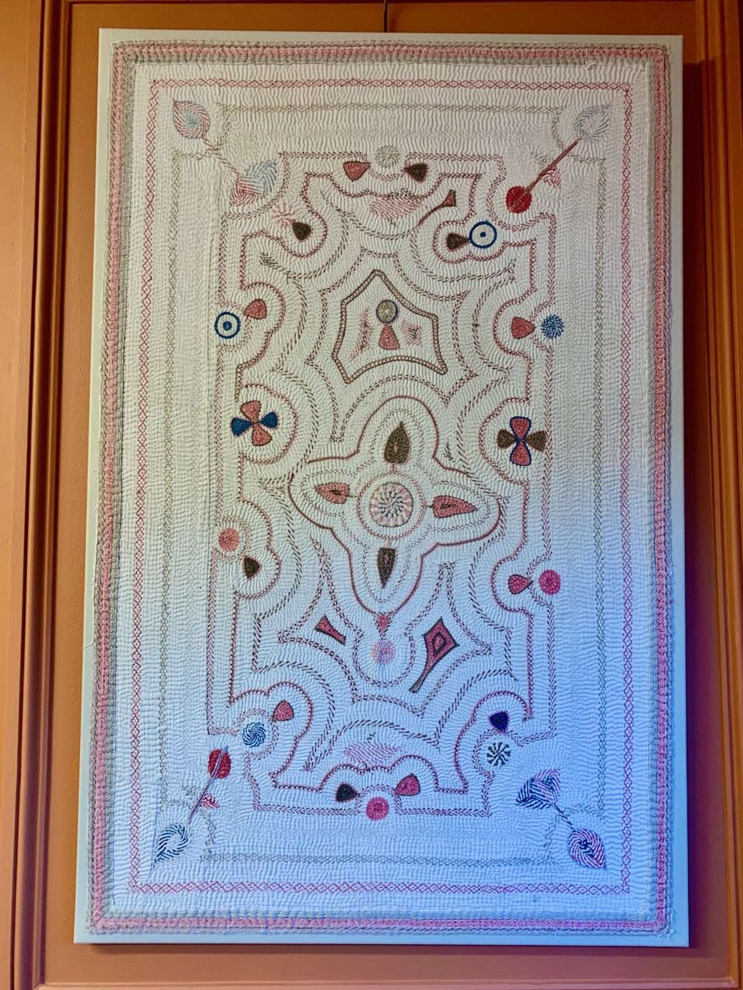 Framed vintage kantha quilt